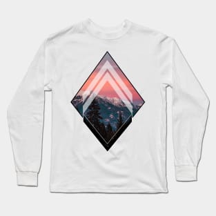 Geometric Snowy Mountain Long Sleeve T-Shirt